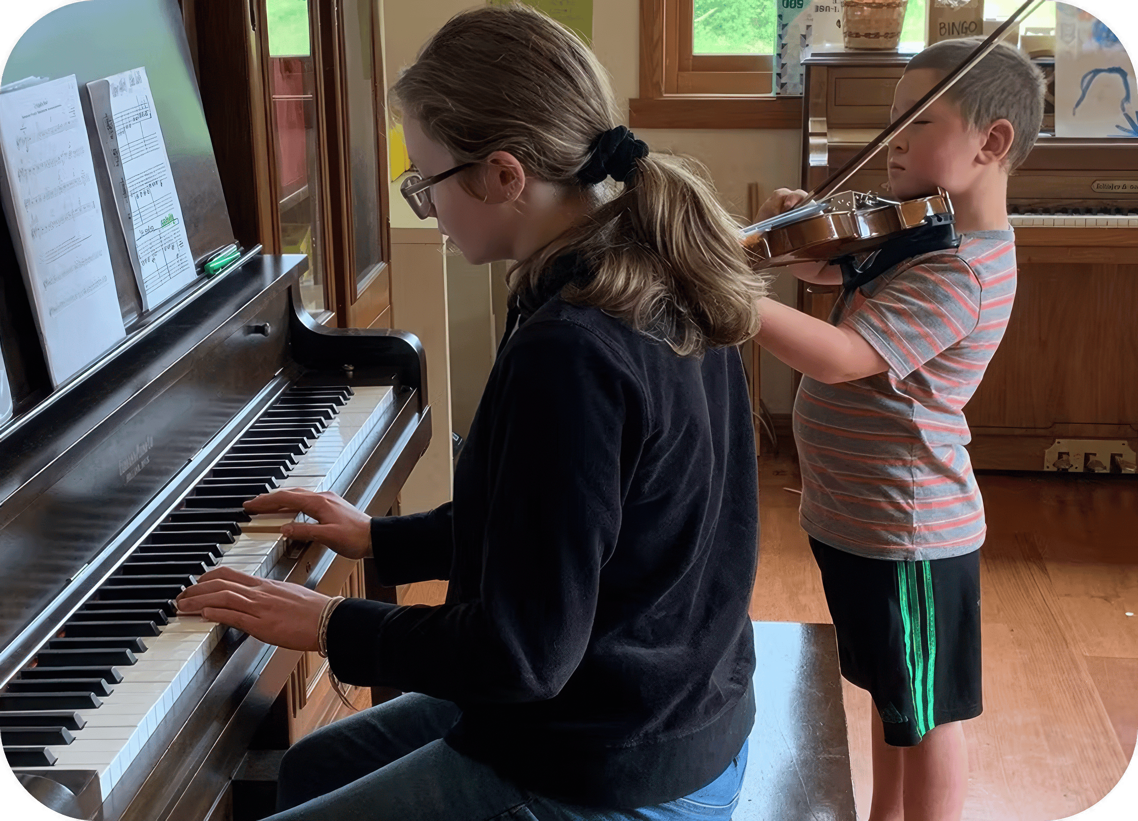 Students playing piano